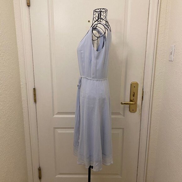 Vintage NWT Banana Republic Blue A-Line Sleeveless 100% Silk Midi Dress Size 4 - Picture 5 of 10